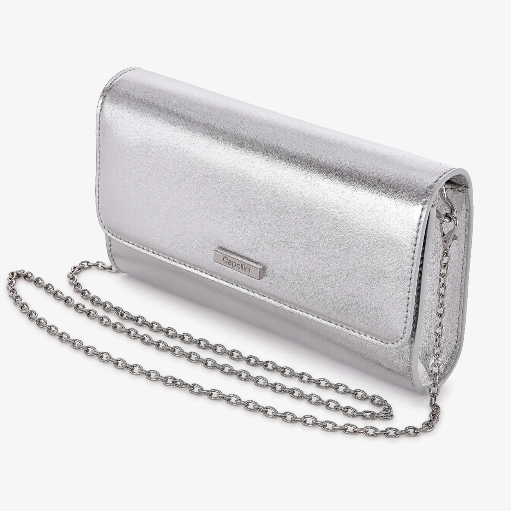 Capollini Wedding Guest Bags | Occasion Handbags*Leather Clutch Bag Silver