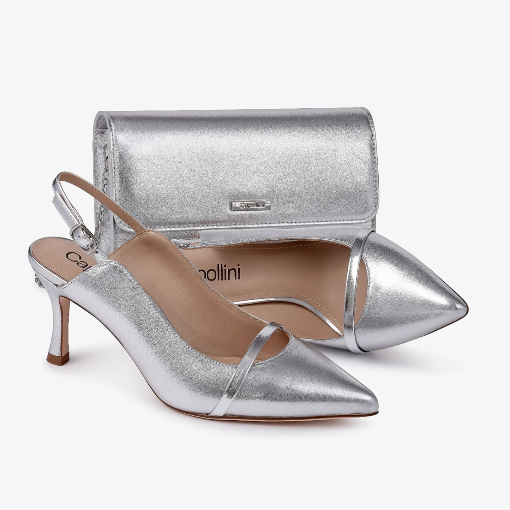 Capollini Wedding Guest Bags | Occasion Handbags*Leather Clutch Bag Silver