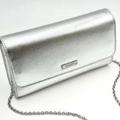 Capollini Wedding Guest Bags | Occasion Handbags*Leather Clutch Bag Silver