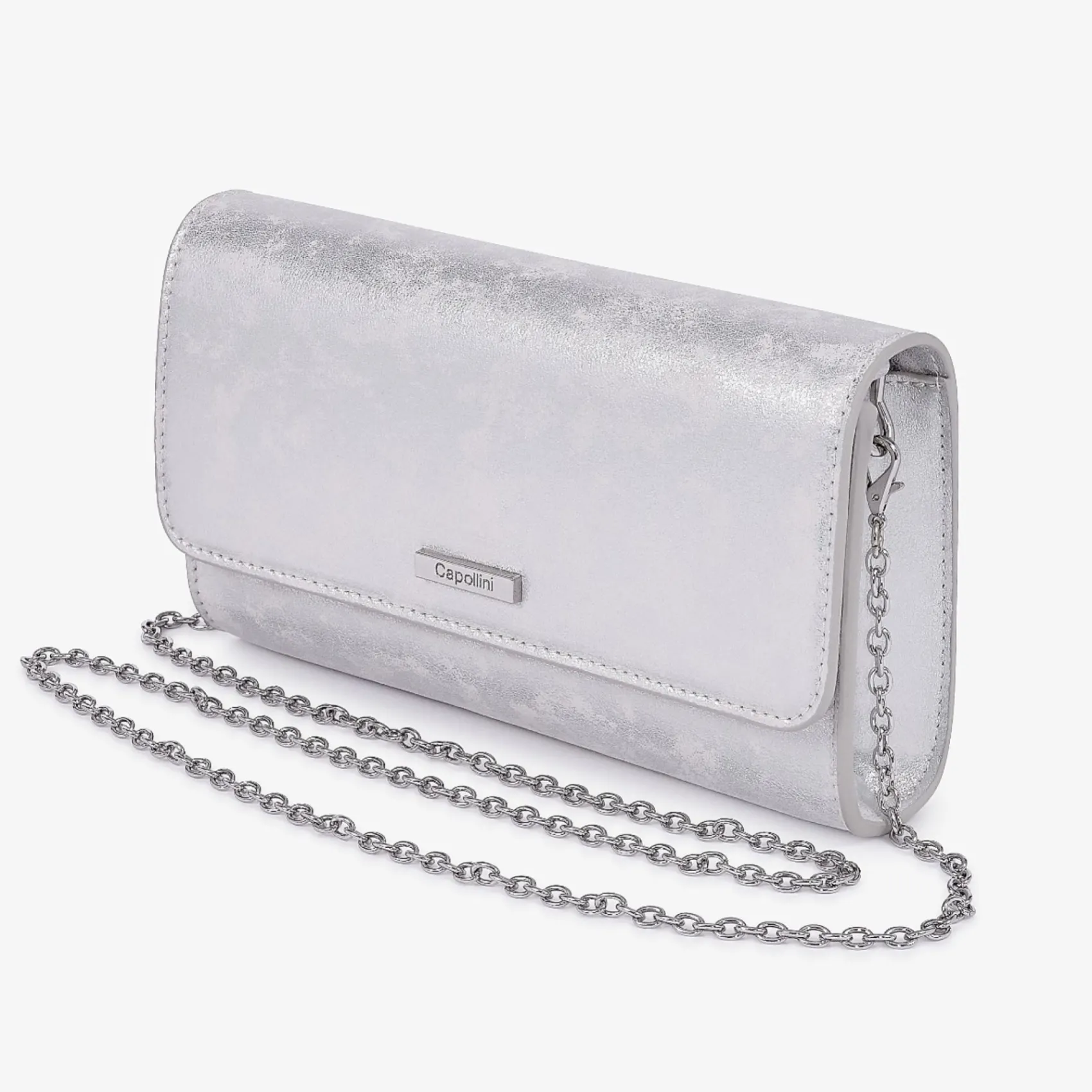 Capollini Wedding Guest Bags | Occasion Handbags*Nubuck Leather Clutch Bag Silver