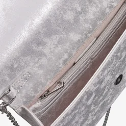 Capollini Wedding Guest Bags | Occasion Handbags*Nubuck Leather Clutch Bag Silver