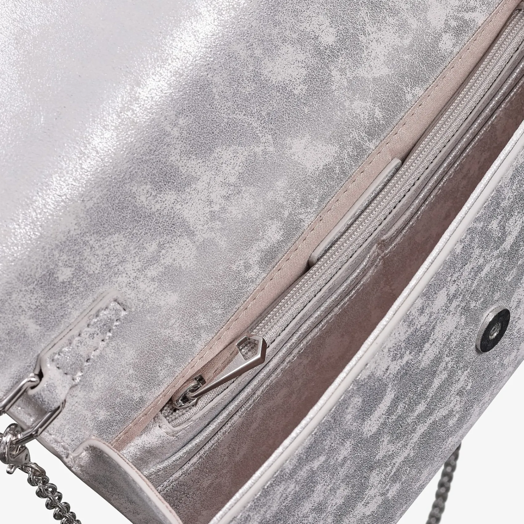 Capollini Wedding Guest Bags | Occasion Handbags*Nubuck Leather Clutch Bag Silver