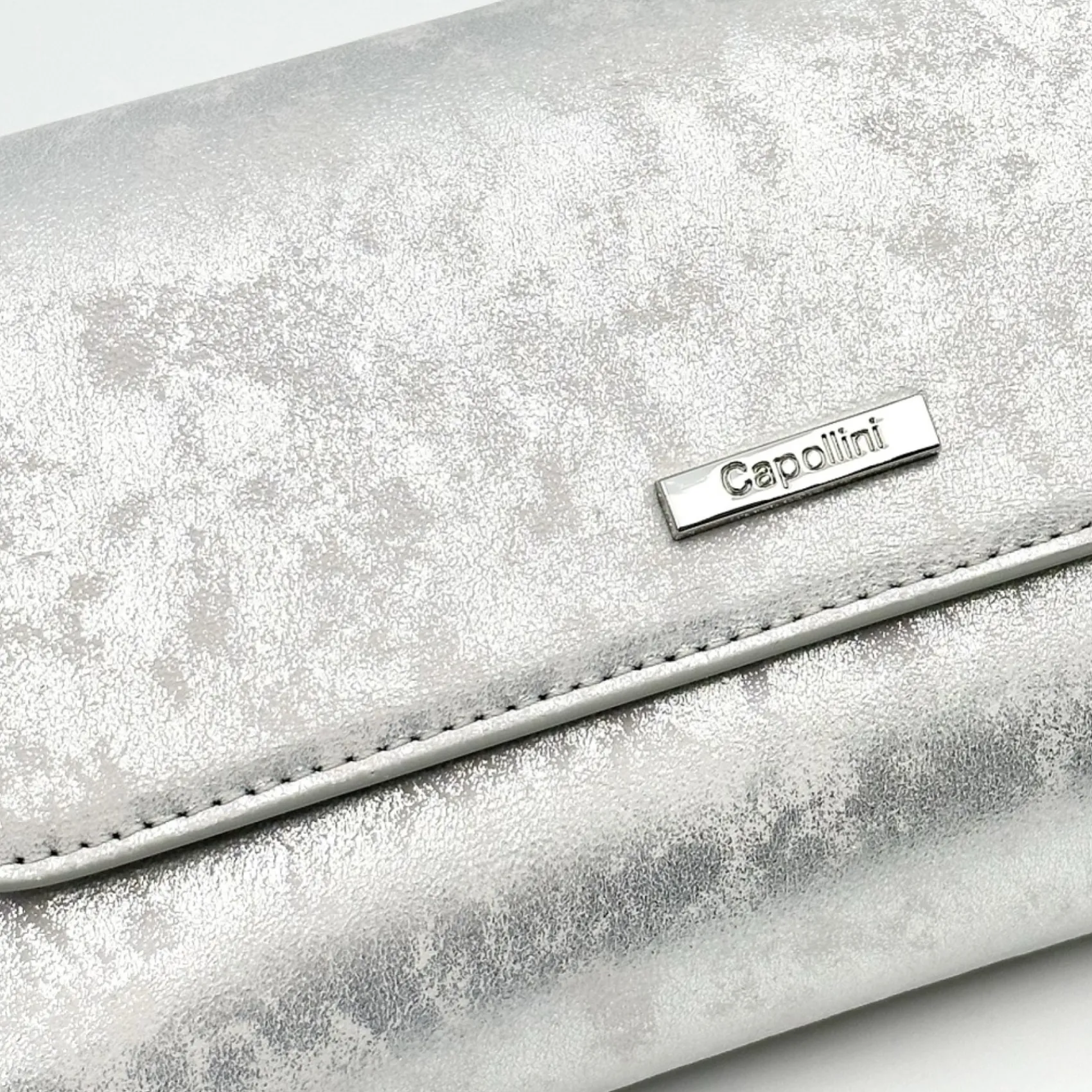 Capollini Wedding Guest Bags | Occasion Handbags*Nubuck Leather Clutch Bag Silver