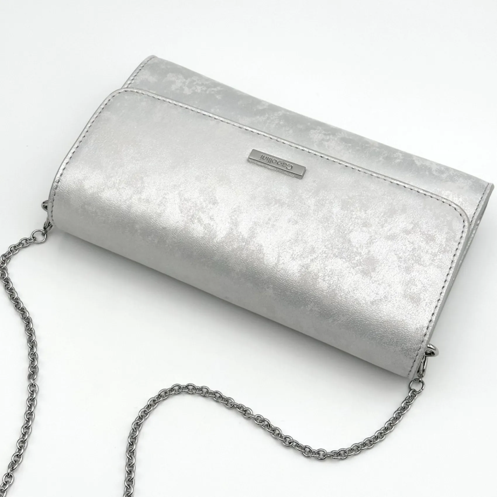 Capollini Wedding Guest Bags | Occasion Handbags*Nubuck Leather Clutch Bag Silver