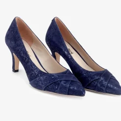Capollini Wedding Guest Shoes | Mother Of The Bride Shoes*Wyona Nubuck Leather Wide Fit Court Shoes Navy