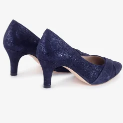 Capollini Wedding Guest Shoes | Mother Of The Bride Shoes*Wyona Nubuck Leather Wide Fit Court Shoes Navy