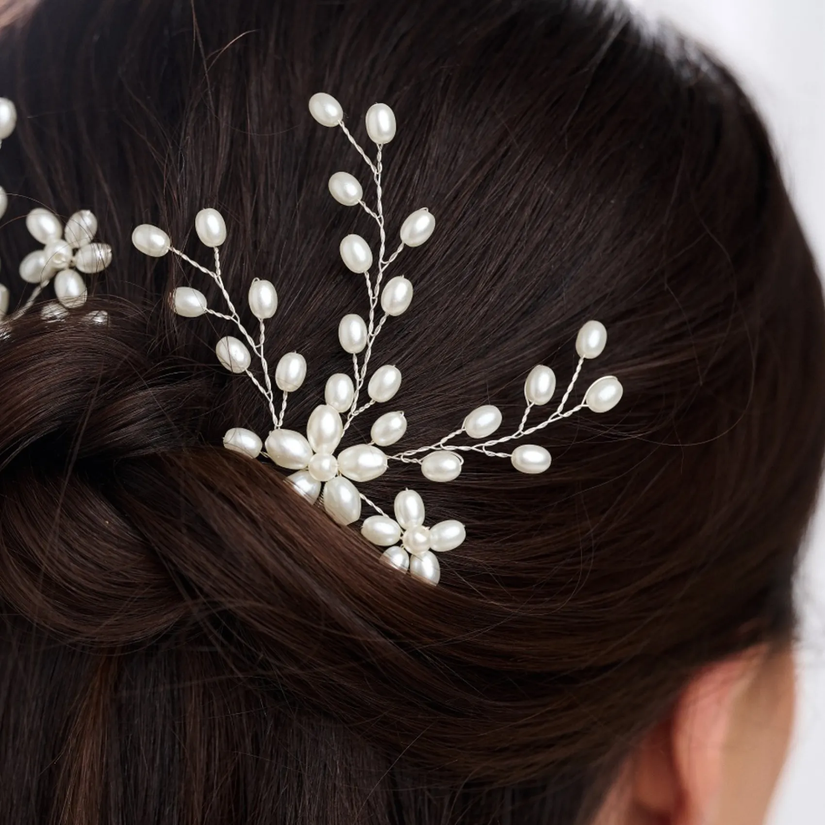 Lace & Favour Pearl Hair Accessories | Silver Hair Accessories*Cascade Set of 2 Pearl Spray Hair Pins Ivory/ Silver
