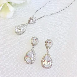 Lace & Favour Silver Prom Jewellery | Prom Earrings*Celeste Chic Crystal Embellished Wedding Earrings Silver