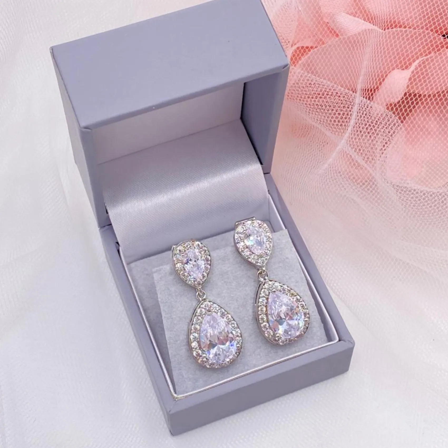 Lace & Favour Silver Prom Jewellery | Prom Earrings*Celeste Clip On Crystal Embellished Wedding Earrings Silver