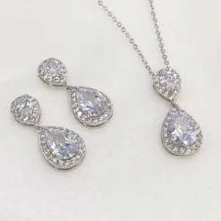Lace & Favour Silver Prom Jewellery | Prom Jewellery Sets*Celeste Silver Crystal Embellished Wedding Jewellery Set