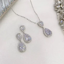 Lace & Favour Silver Prom Jewellery | Prom Jewellery Sets*Celeste Silver Crystal Embellished Wedding Jewellery Set