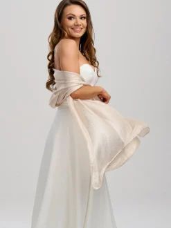 Poirier Wedding Capes & Wraps | Wedding Guest Jackets & Cover Ups*Lightweight Wedding Shawl Champagne