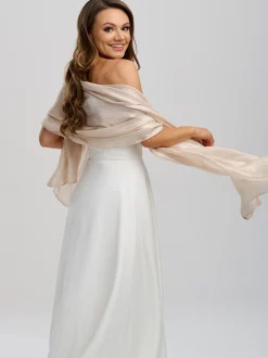 Poirier Wedding Capes & Wraps | Wedding Guest Jackets & Cover Ups*Lightweight Wedding Shawl Champagne