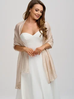 Poirier Wedding Capes & Wraps | Wedding Guest Jackets & Cover Ups*Lightweight Wedding Shawl Champagne
