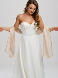 Poirier Wedding Capes & Wraps | Wedding Guest Jackets & Cover Ups*Lightweight Wedding Shawl Champagne