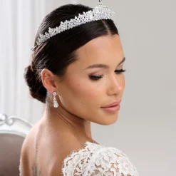 Lace & Favour Crystal Hair Accessories | Silver Hair Accessories*Chandelier Classic Cubic Zirconia Wedding Tiara Silver
