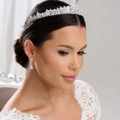Lace & Favour Crystal Hair Accessories | Silver Hair Accessories*Chandelier Classic Cubic Zirconia Wedding Tiara Silver