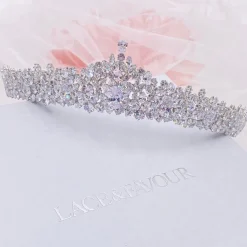 Lace & Favour Crystal Hair Accessories | Silver Hair Accessories*Chandelier Classic Cubic Zirconia Wedding Tiara Silver