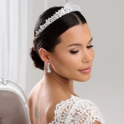 Lace & Favour Crystal Hair Accessories | Silver Hair Accessories*Chandelier Classic Cubic Zirconia Wedding Tiara Silver