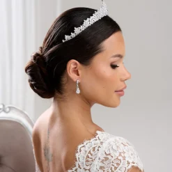 Lace & Favour Crystal Hair Accessories | Silver Hair Accessories*Chandelier Classic Cubic Zirconia Wedding Tiara Silver