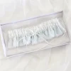 Boudoir Couture Something Blue Gifts | Bride Gifts*Chantilly Blue Floral Lace Bridal Garter with Pearl Droplet Blue/ Ivory