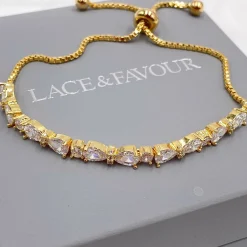 Lace & Favour Gold Prom Jewellery | Prom Bracelets*Charlee Chic Cubic Zirconia Wedding Bracelet (Gold)