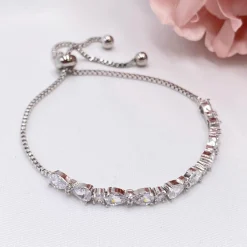 Lace & Favour Silver Prom Jewellery | Prom Bracelets*Charlee Chic Cubic Zirconia Wedding Bracelet (Silver)