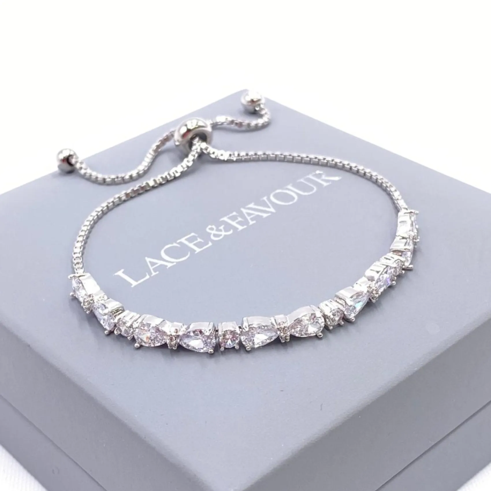 Lace & Favour Silver Prom Jewellery | Prom Bracelets*Charlee Chic Cubic Zirconia Wedding Bracelet (Silver)