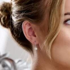Lace & Favour Bridesmaid Gifts | Pearl Jewellery*Chloe Dainty Pearl Drop Wedding Earrings Ivory/ Silver