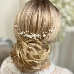 Lace & Favour Pearl Hair Accessories | Silver Hair Accessories*Confetti Flowers and Pearl Hair Vine on Comb (Silver) Ivory/ Silver