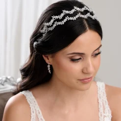 Lace & Favour Prom Headbands & Tiaras | Crystal Hair Accessories*Cortez Duo Cubic Zirconia Double Headband Silver