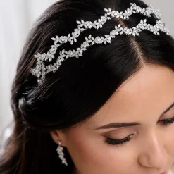 Lace & Favour Prom Headbands & Tiaras | Crystal Hair Accessories*Cortez Duo Cubic Zirconia Double Headband Silver