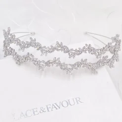 Lace & Favour Prom Headbands & Tiaras | Crystal Hair Accessories*Cortez Duo Cubic Zirconia Double Headband Silver