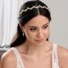 Lace & Favour Prom Headbands & Tiaras | Crystal Hair Accessories*Cortez Dainty Cubic Zirconia Wedding Headband Gold