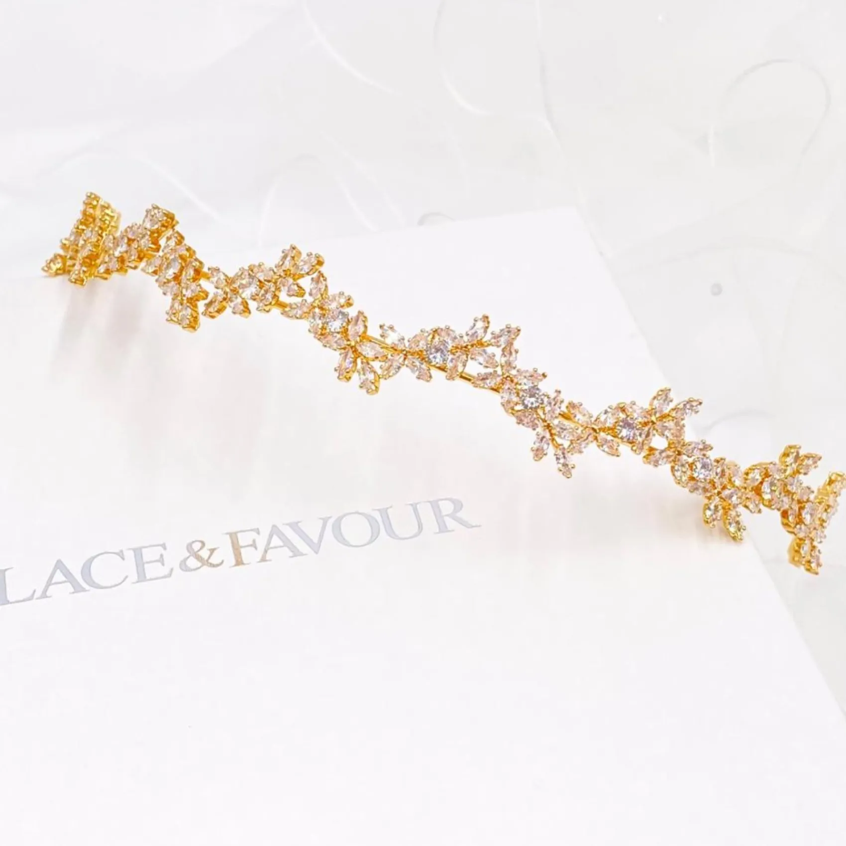 Lace & Favour Prom Headbands & Tiaras | Crystal Hair Accessories*Cortez Dainty Cubic Zirconia Wedding Headband Gold