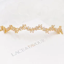 Lace & Favour Prom Headbands & Tiaras | Crystal Hair Accessories*Cortez Dainty Cubic Zirconia Wedding Headband Gold