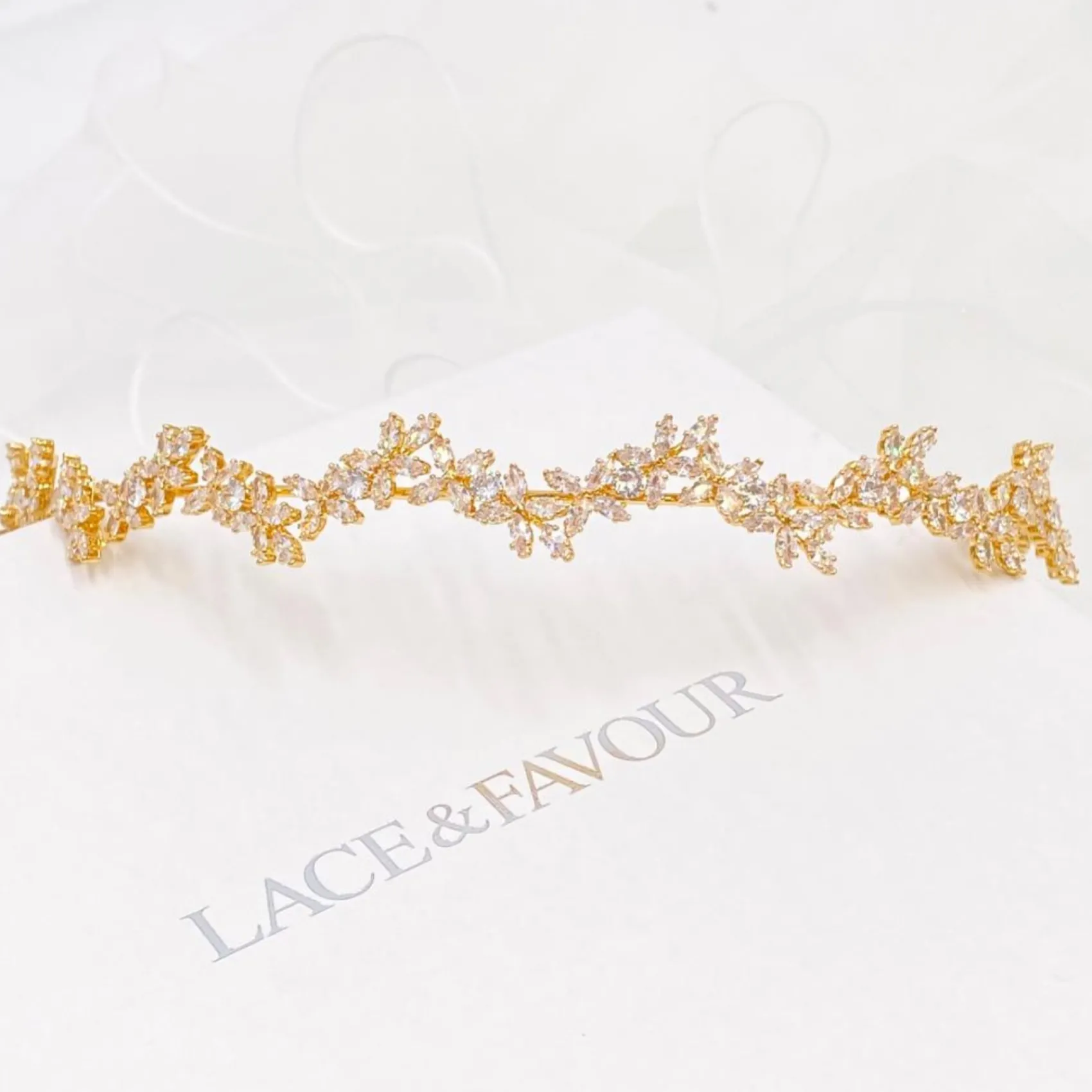 Lace & Favour Prom Headbands & Tiaras | Crystal Hair Accessories*Cortez Dainty Cubic Zirconia Wedding Headband Gold