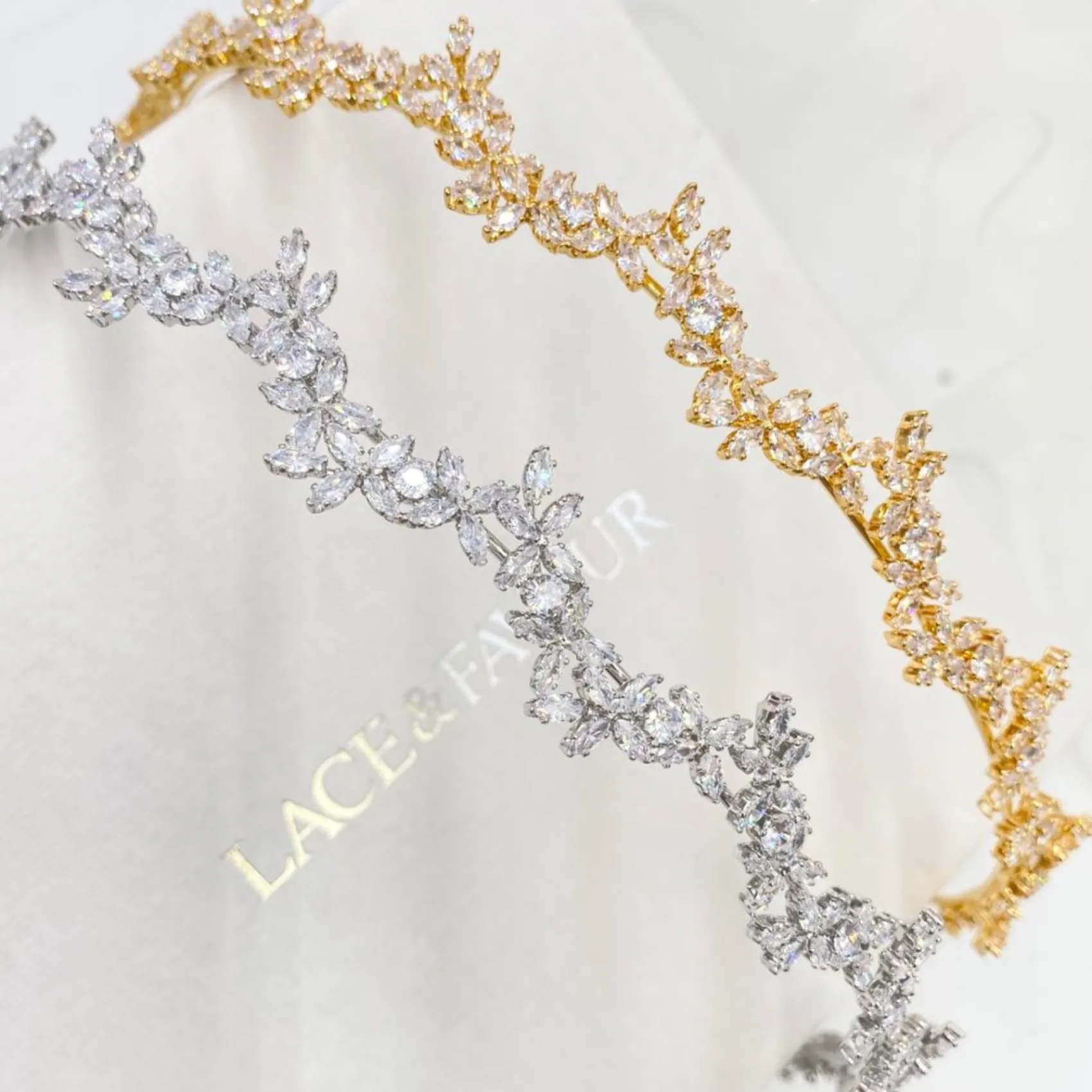Lace & Favour Prom Headbands & Tiaras | Crystal Hair Accessories*Cortez Dainty Cubic Zirconia Wedding Headband Gold