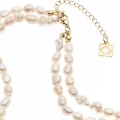 Poirier Pearl Jewellery | Gold Wedding Jewellery*Dara Gold Freshwater Pearl Double Necklace Ivory/ Gold