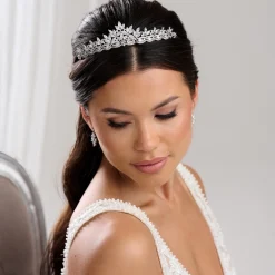 Lace & Favour Prom Headbands & Tiaras | Crystal Hair Accessories*Debutante Classic Cubic Zirconia Crystal Bridal Tiara Silver