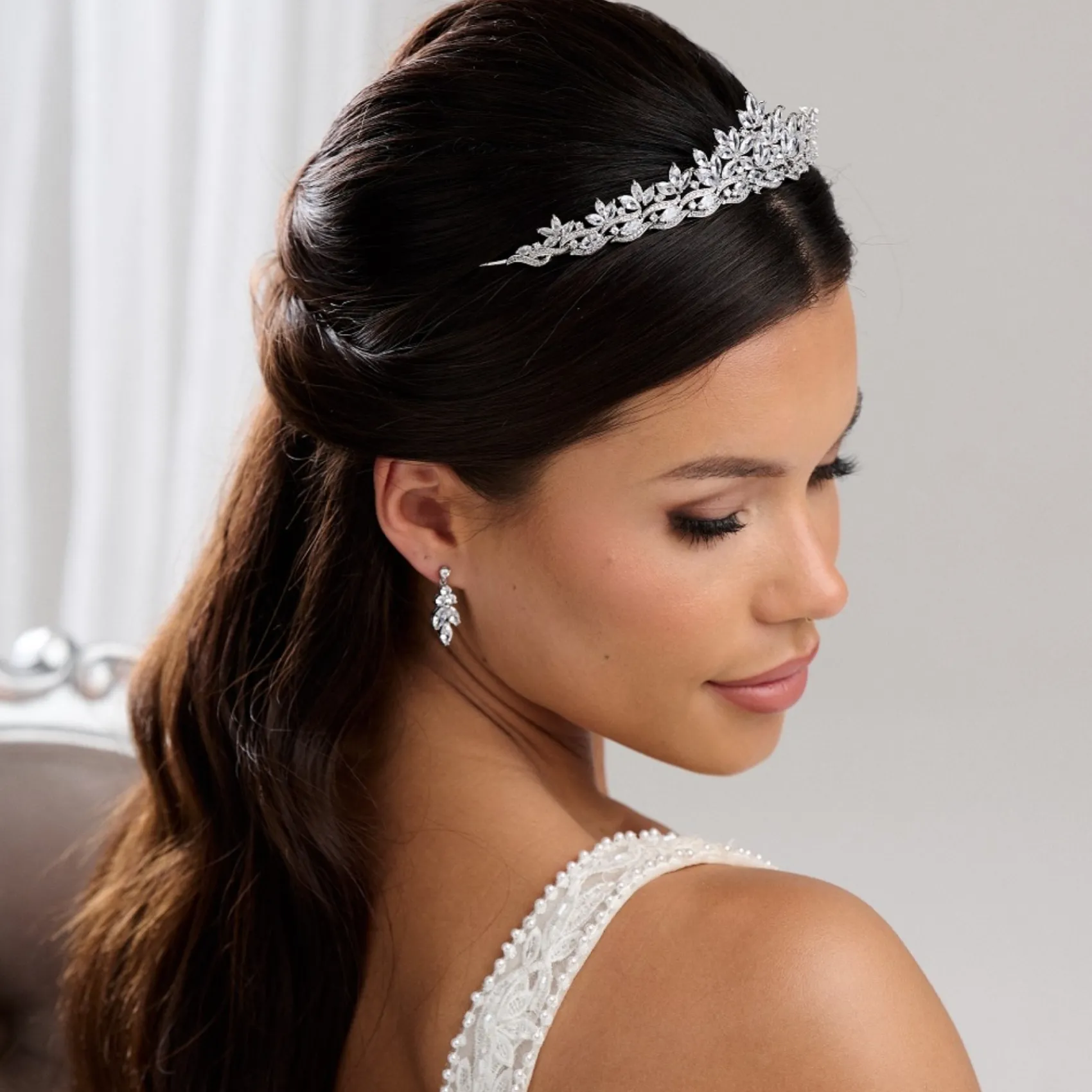 Lace & Favour Prom Headbands & Tiaras | Crystal Hair Accessories*Debutante Classic Cubic Zirconia Crystal Bridal Tiara Silver