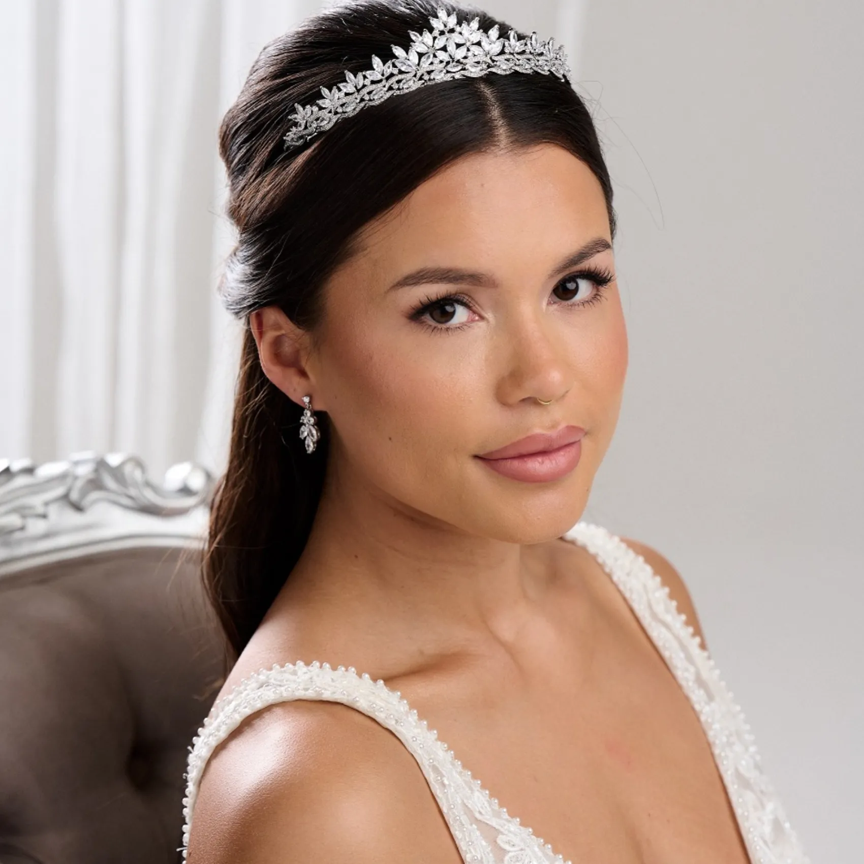 Lace & Favour Prom Headbands & Tiaras | Crystal Hair Accessories*Debutante Classic Cubic Zirconia Crystal Bridal Tiara Silver