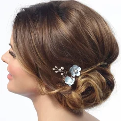 Poirier Something Blue Gifts | Bridesmaid Gifts*Delphinium Pale Blue Flowers and Sprigs Hair Pin Pale Blue/ Light Gold