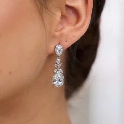 Lace & Favour Silver Prom Jewellery | Prom Earrings*Dominica Cubic Zirconia Drop Earrings Silver
