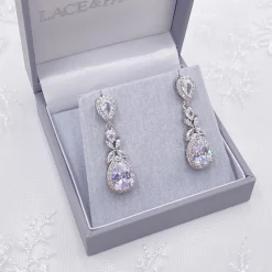 Lace & Favour Silver Prom Jewellery | Prom Earrings*Dominica Cubic Zirconia Drop Earrings Silver