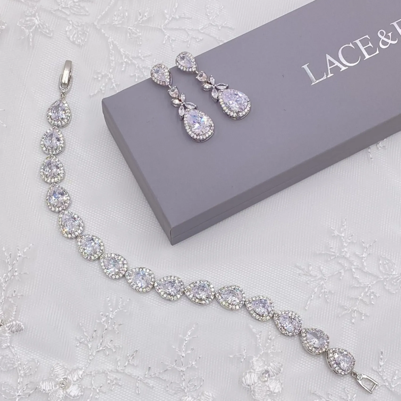 Lace & Favour Silver Prom Jewellery | Prom Earrings*Dominica Cubic Zirconia Drop Earrings Silver