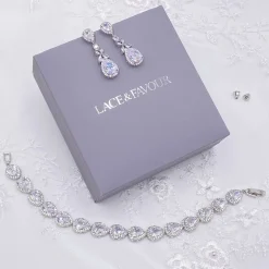 Lace & Favour Silver Prom Jewellery | Prom Earrings*Dominica Cubic Zirconia Drop Earrings Silver