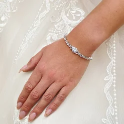 Lace & Favour Silver Prom Jewellery | Prom Bracelets*Dorchester Vintage Inspired Crystal Wedding Bracelet Silver