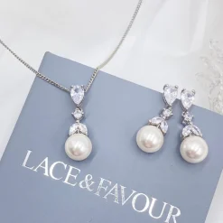 Lace & Favour Bridesmaid Gifts | Bride Gifts*Elegance Crystal and Pearl Bridal Jewellery Set