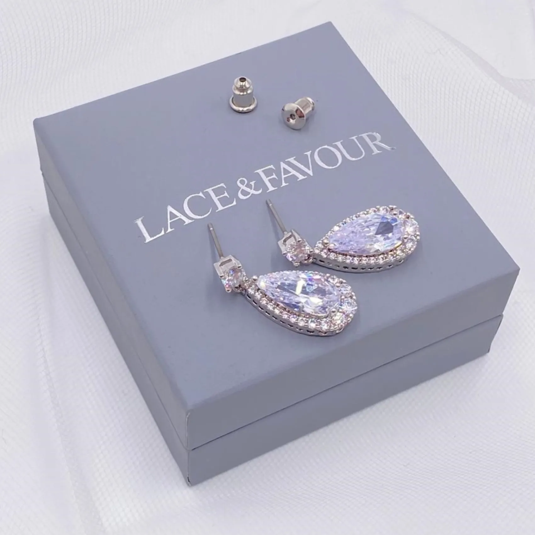 Lace & Favour Silver Prom Jewellery | Prom Earrings*Eliza Sparkling Cubic Zirconia Drop Earrings Silver